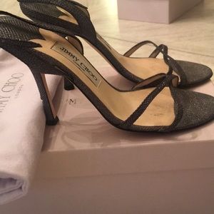 Jimmy Choo “Black Glitter” Sandals